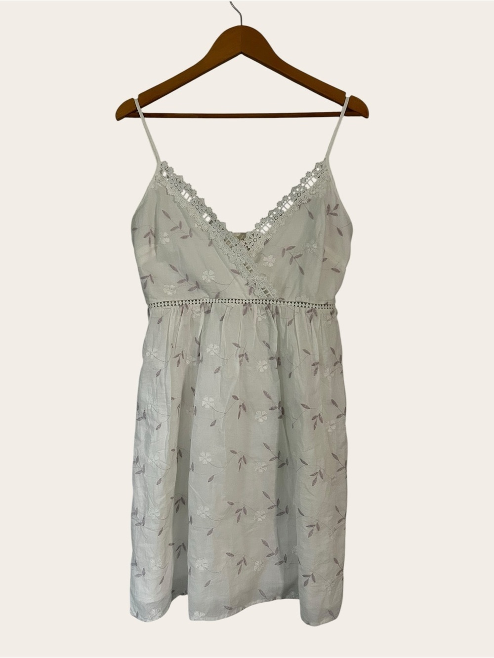 Luna Floral Lace-Trim Patterned Cotton Mini Dress